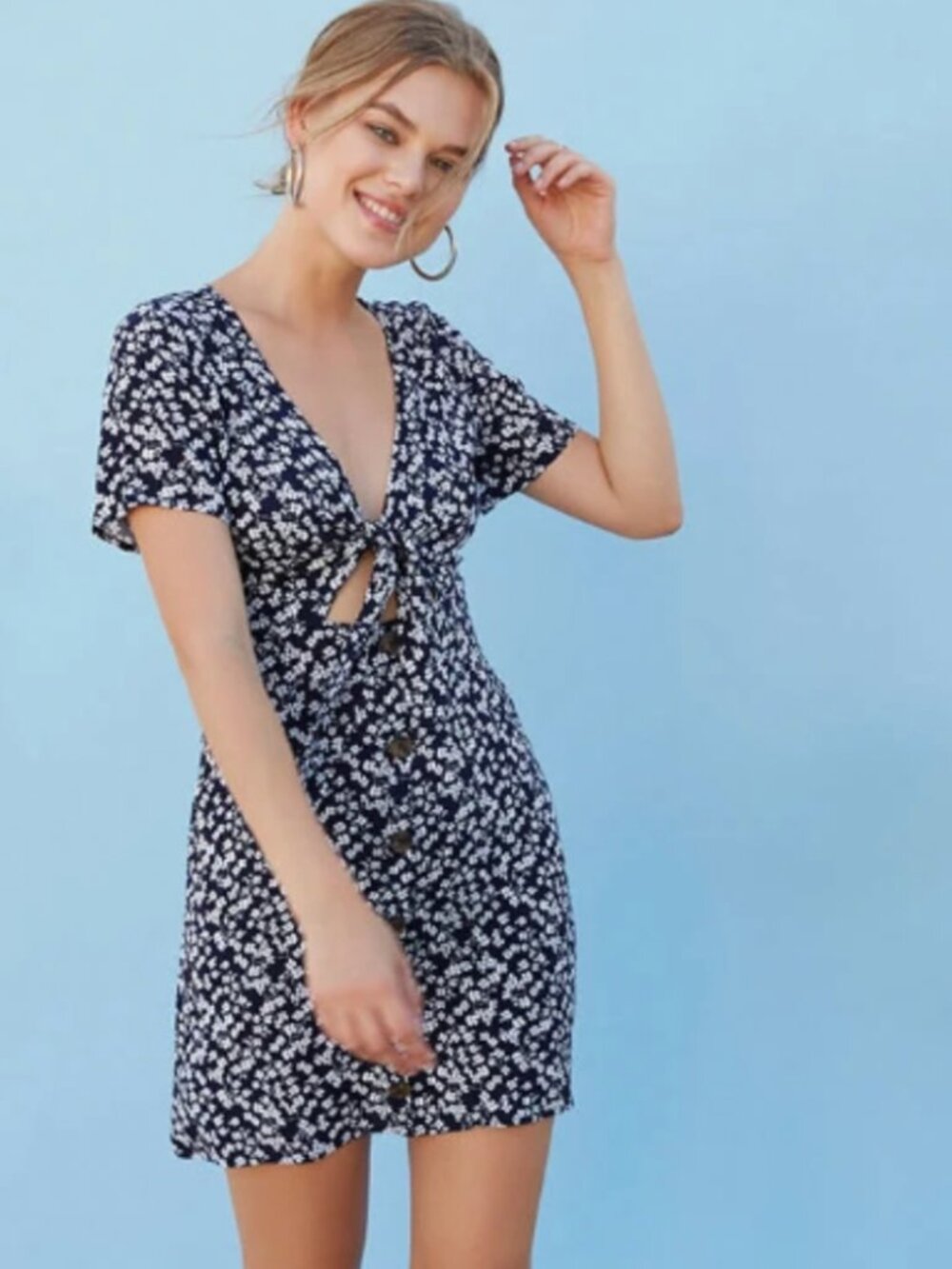 Lottie Moss Tie Front Button Down Mini Dress